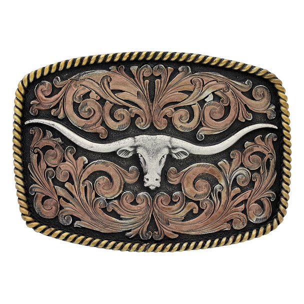 ATTITUDE BY MONTANA SILVERSMITHS TRI-COLOR TEXAS LONGHORN - ACC BUCKLE  - A711