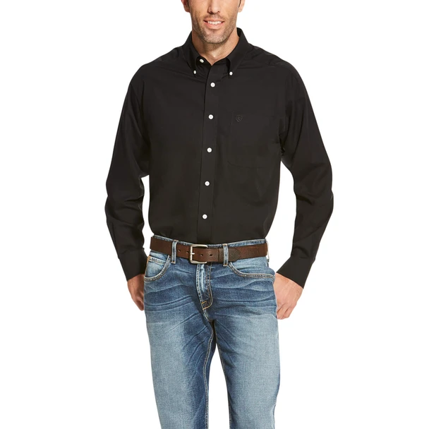 ARIAT BLACK WRINKLE FREE SOLID - MENS SHIRT COR - 10020328