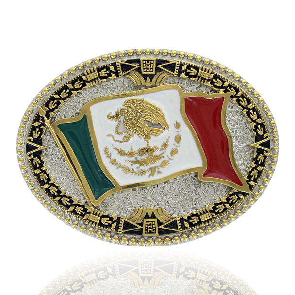 ATTITUDE BY MONTANA SILVERSMITHS GRAND MEXICAN FLAG BUCKLE - ACC BUCKLE  - A855