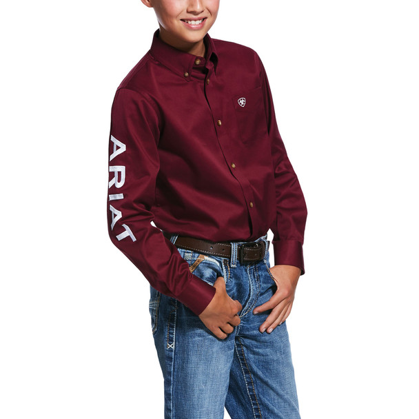 ARIAT MAROON TEAM LOGO CLASSIC TWILL - KIDS BOYS SHIRT COR - 10030163