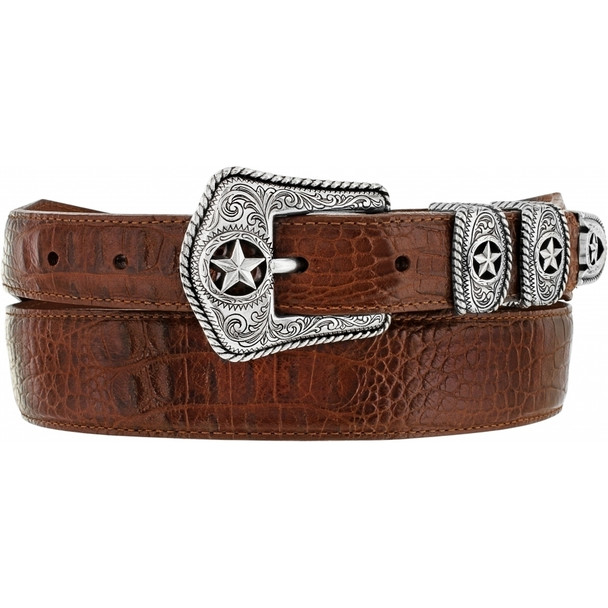 TONY LAMA COUNTRY CROCODILE PRINT TAN - ACCESSORIES BELT MEN - C42124