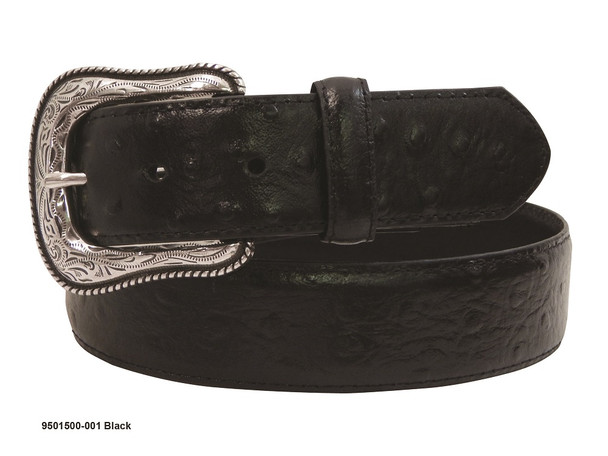 GEMDANDY BLACK OSTRICH PRINT LEATHER - ACCESSORIES BELT MEN - 9501500-001