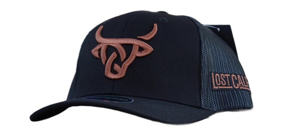 LOST CALF BLACK BROWN 3D STITCH LOGO - HATS CAP  - LAZO