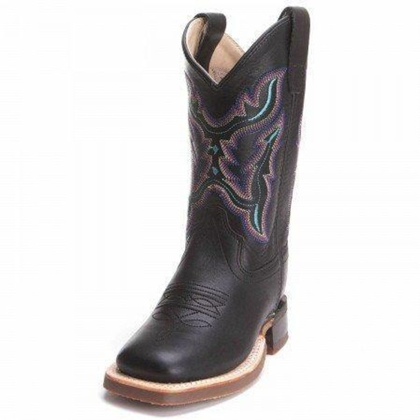 OLDWEST BLACK MULTI COLOR STITCH BOOT - BOOT KIDS BOYS - BSC1896