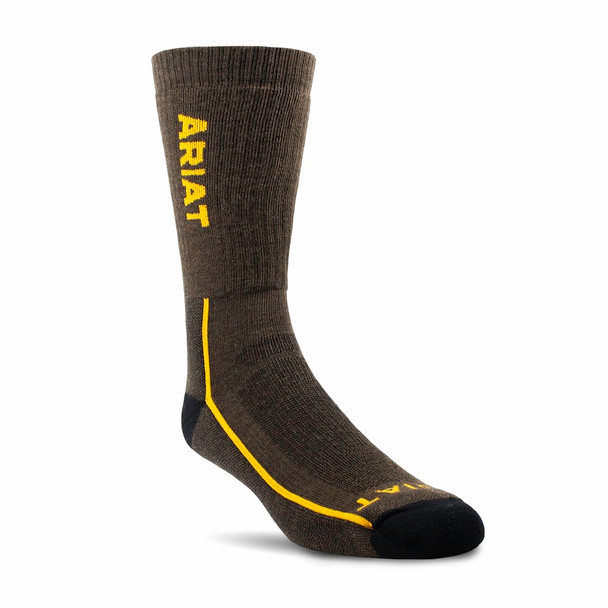ARIAT MID WT PERFORMANCE BROWN - ACCESSORIES SOCKS  - 10036487 AR2229-239