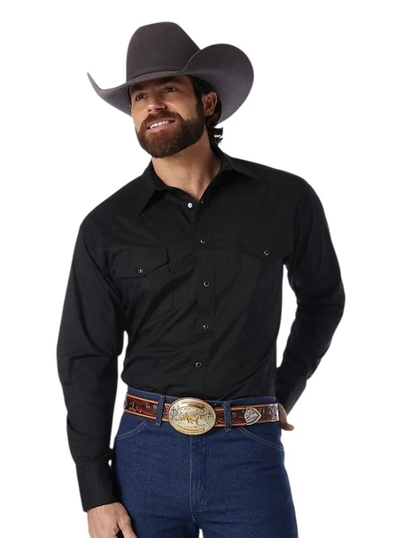 WRANGLER SPORT BLACK WESTERN SNAP - MENS SHIRT  - 71105BK