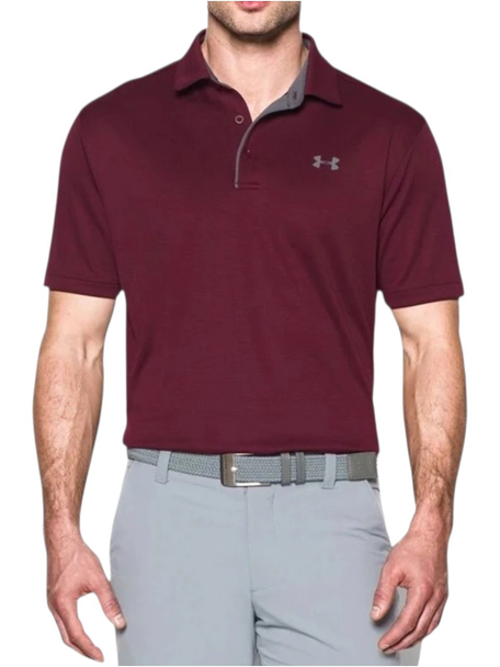 UNDER ARMOUR MAROON TECH POLO - MENS POLO  - 1290140-609
