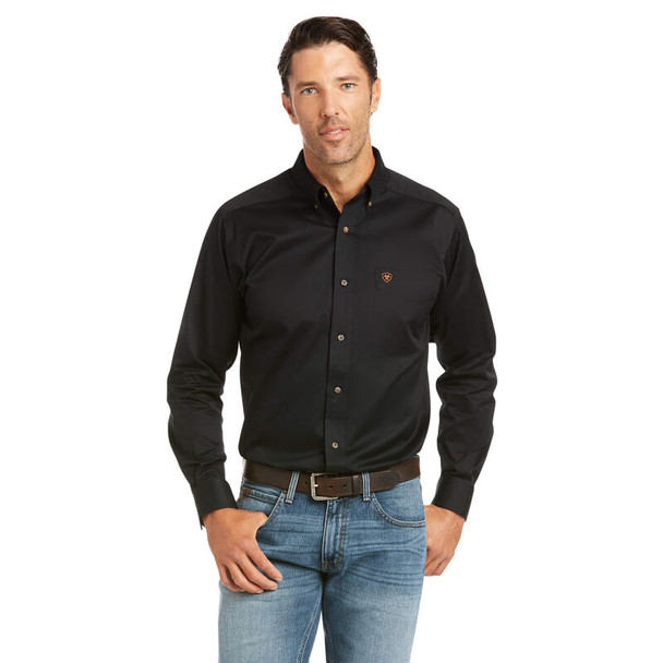 ARIAT BLACK SOLID TWILL FITTED - MENS SHIRT COR - 10034229