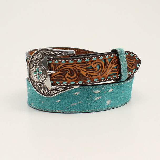 ANGEL RANCH TOOLED CALF HAIR TURQUOISE - ACCESSORIES BELT LADIES - D140001433