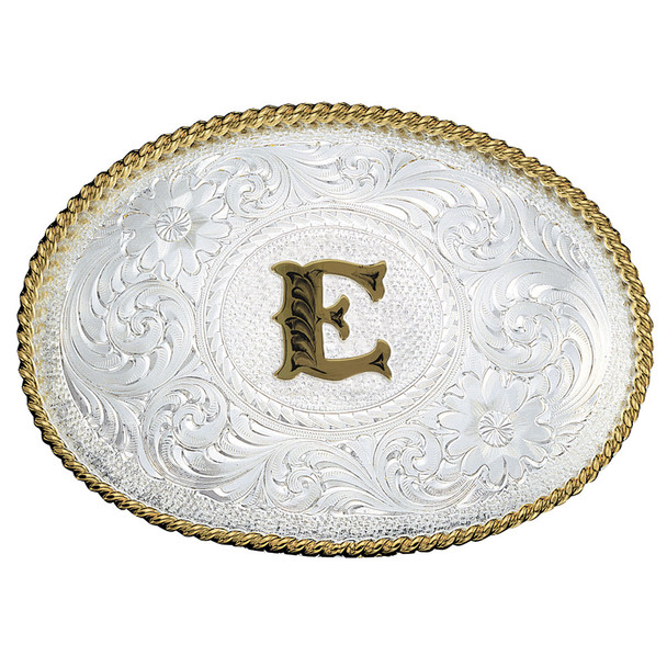 MONTANA SILVERSMITHS INITIAL E SILVER TWO TONED - ACC BUCKLE  - 700E