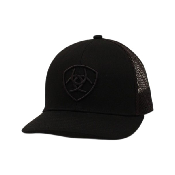 ARIAT BLACK ON BLACK SHIELD LOGO - HATS CAP  - A300053001