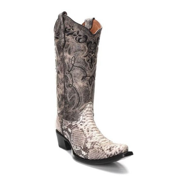 CIRCLE G BY CORRAL NATURAL BLACK PYTHON EMBROIDER - BOOT LADIES  - L5698