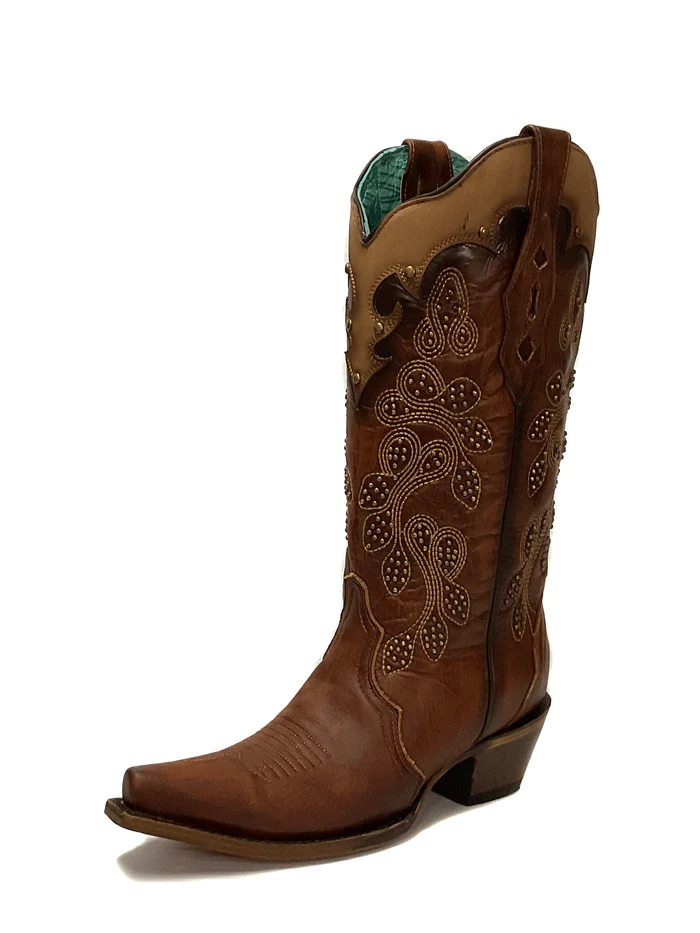 Corral Tan Overlay Embroidery & Studs - Boot Ladies - Z5088