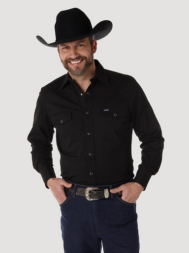 COWBOY CUT WESTERN SNAP BLACK MACW17X WRANGLER