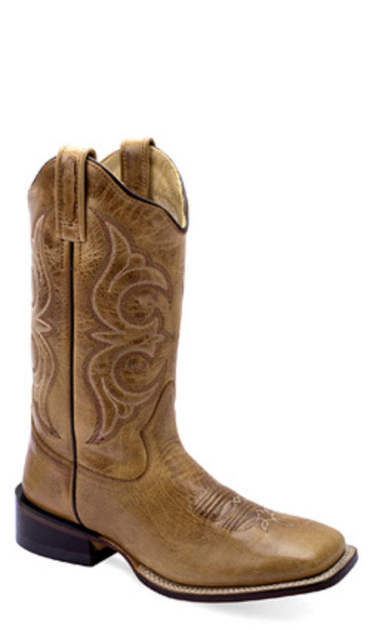 Old West Brown Leather Square Toe Boots - Boot Ladies - 18169