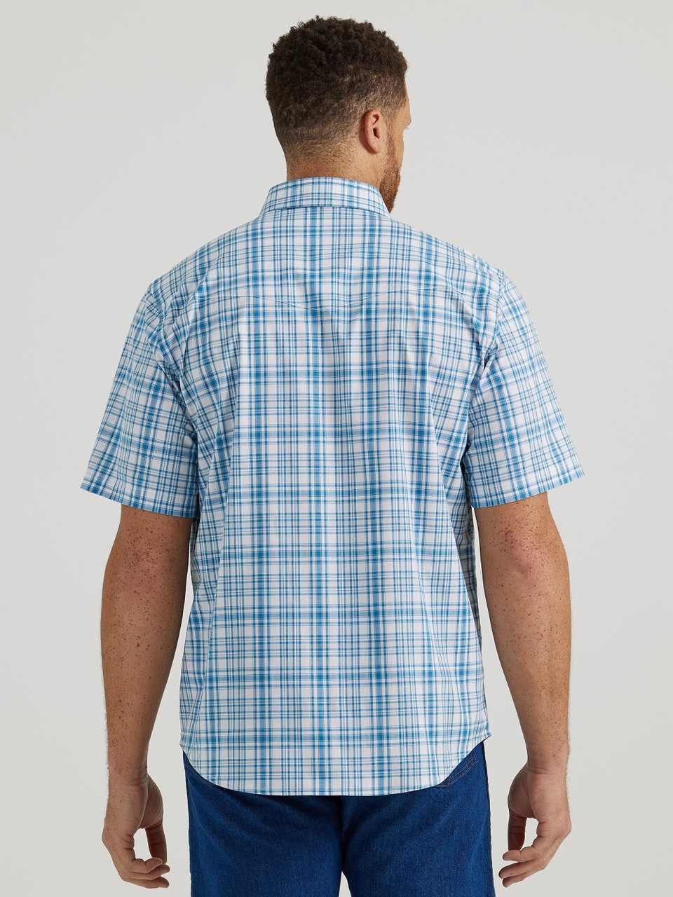 Wrangler Wrinkle Resist Blue Plaid - Mens Shirt - 112346251 - Picture 2 of 21