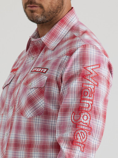Wrangler PBR Logo Red Plaid - Mens Shirt - 112346236 - M