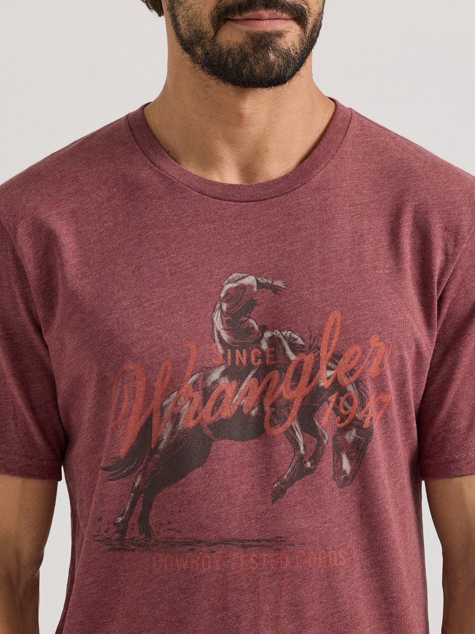 Wrangler Bucking bronkoburgundfarbenes Herren-T-Shirt - 112350041 - Bild 3 von 20