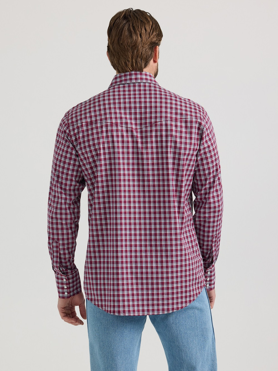 Wrangler Wrinkle Resist Dark Red Plaid - Mens Shirt - 112351596 - Picture 2 of 24