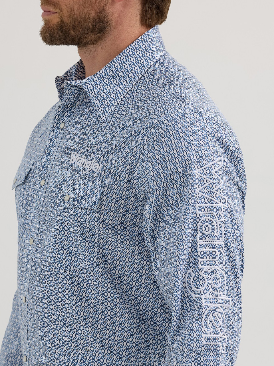 Wrangler Logo blau Diamantdruck Druckknopf - Herrenshirt - 112352382 - Bild 3 von 20
