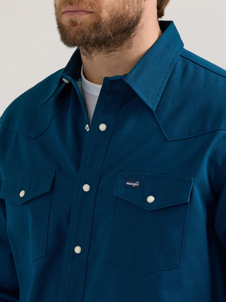 Wrangler Flannel Lined Work Deep Teal - Mens Shirt - 112352657 - Picture 3 of 24