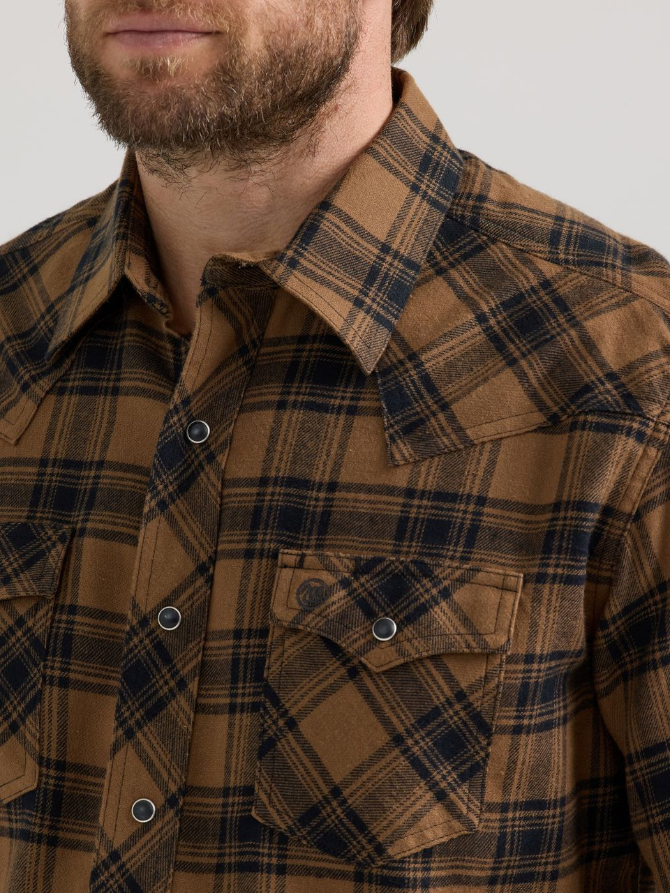 Wrangler Retro Brown Flannel Snap - Mens Shirt - 112351488 - Picture 3 of 20