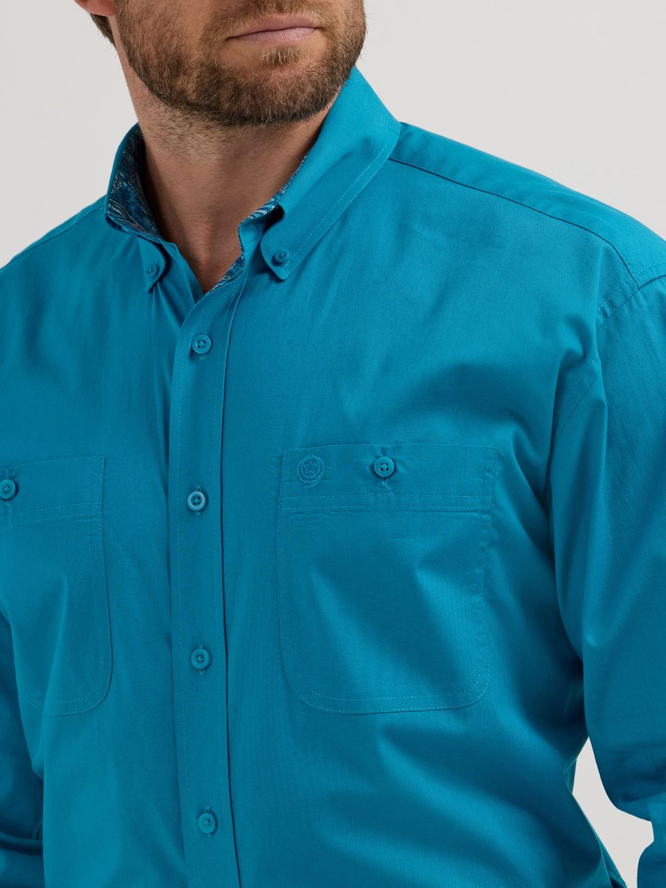 Wrangler George Strait verde azulado liso - Camisa para hombre - 112356631 - Imagen 3 de 20