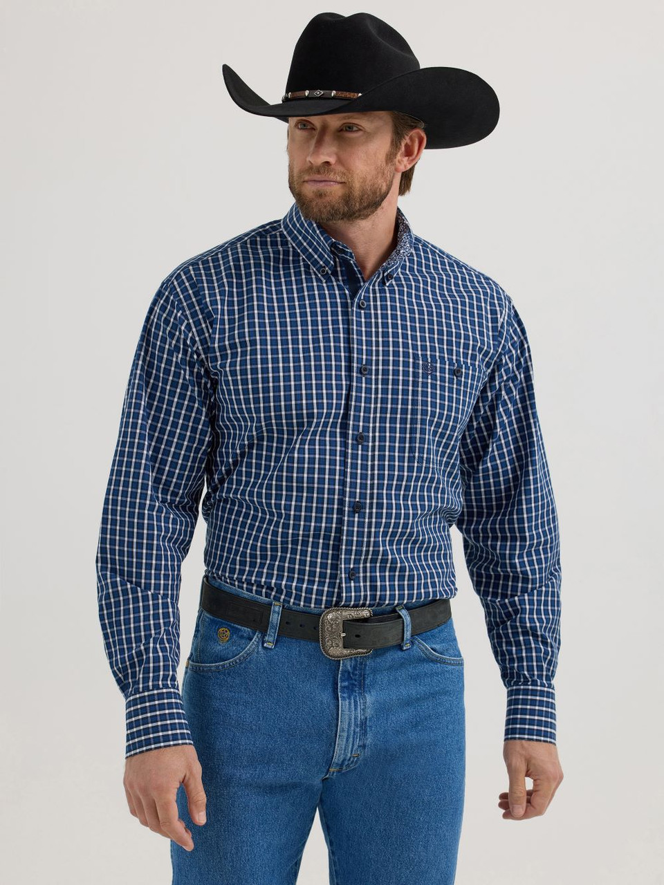 Wrangler George Strait dunkelblau kariert - Herren Hemd - 112356593 - Bild 1 von 20