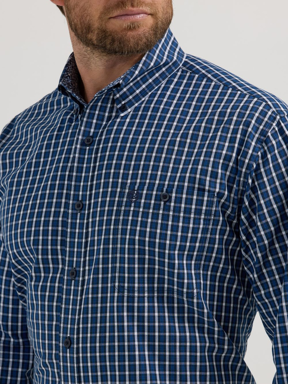 Wrangler George Strait dunkelblau kariert - Herren Hemd - 112356593 - Bild 3 von 20