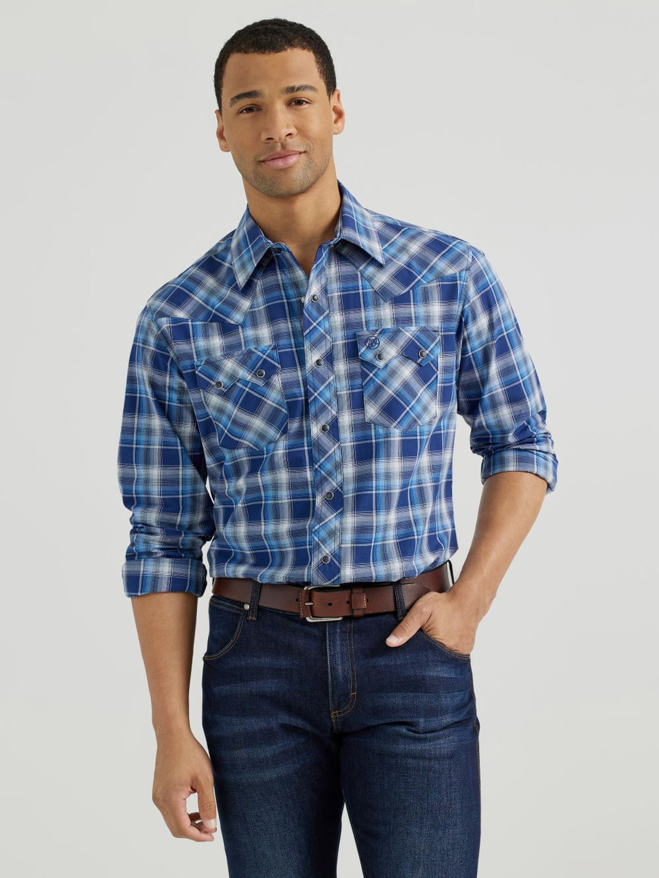 Wrangler Retro Navy Plaid - Mens Shirt - 112355379 - Picture 1 of 20