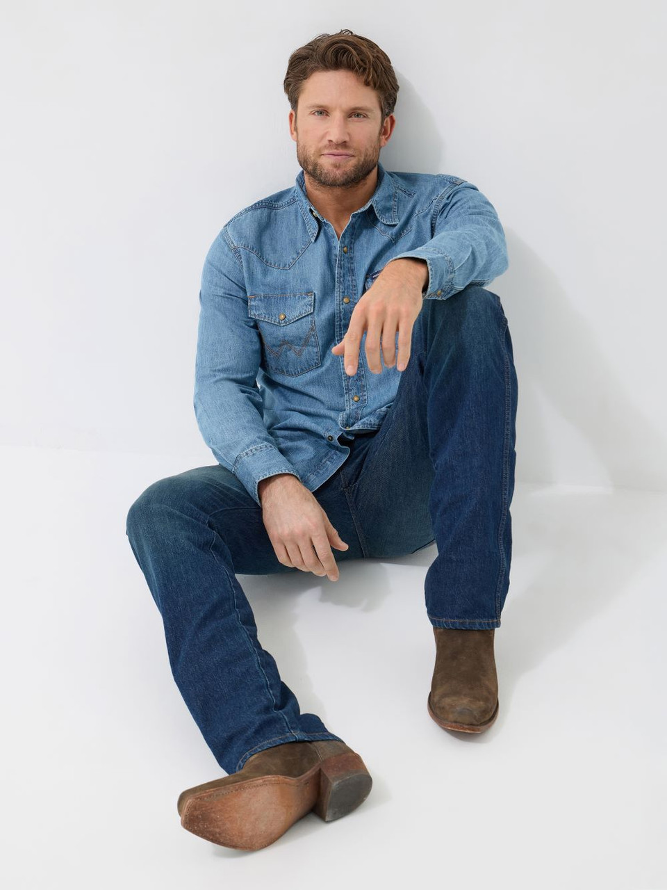 Wrangler Light Wash Denim Snap - Mens Shirt - 112361699 - Picture 5 of 25