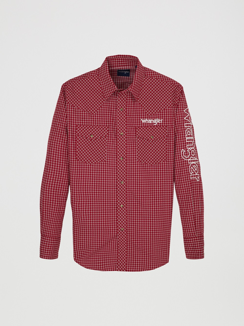Wrangler Logo Pro Red Plaid - Mens Shirt - 112359468 - Afbeelding 1 van 10