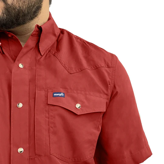 Wrangler Performance Short Sleeve Red - Mens Shirt - 112359436 - Picture 2 of 10