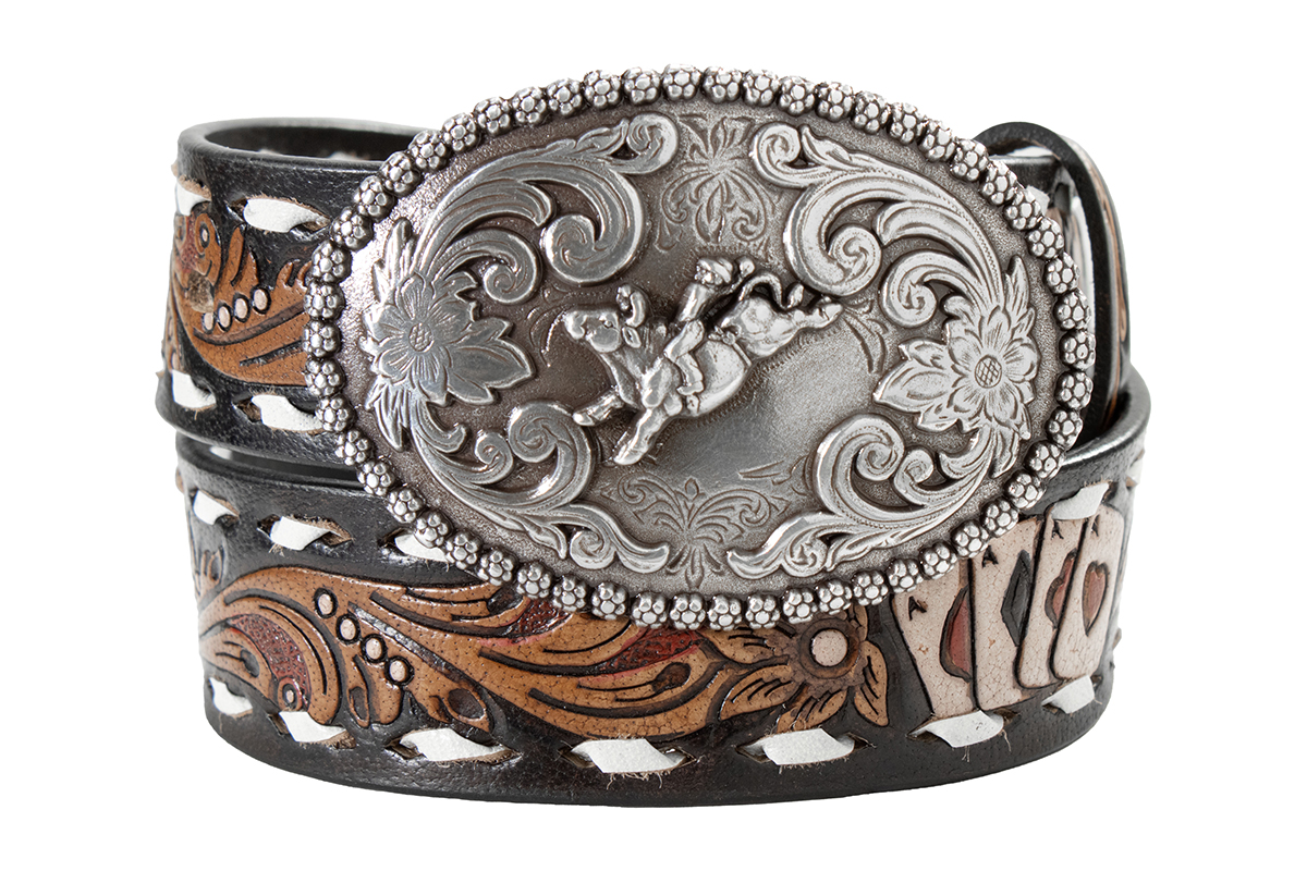 Nocona Hand Tooled Ace Cards - Accessories Belt Kids - N4443901 - Picture 1 of 6