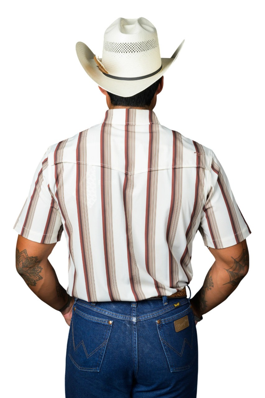 как выглядит Ferrel The Tristan Brown Stripe - Mens Shirt - Fps1026049 фото