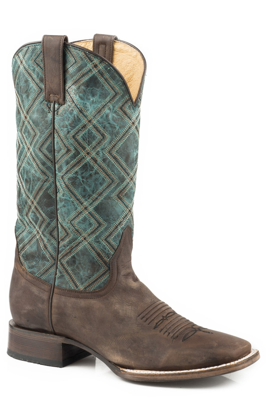 Roper Burnished Brown Blue Geometric - Boot Mens Western - 09-020-7026-0764Br - Picture 1 of 1