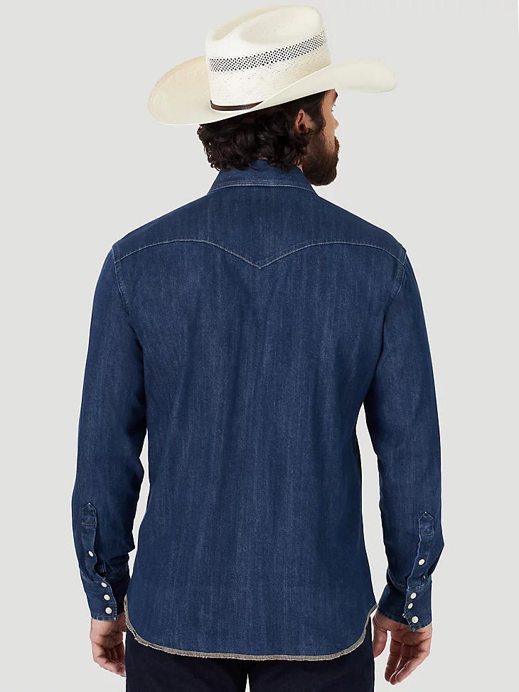 Wrangler Cowboy Cut Western Snap Denim - Mens Shirt - Ms1041D - Picture 2 of 16