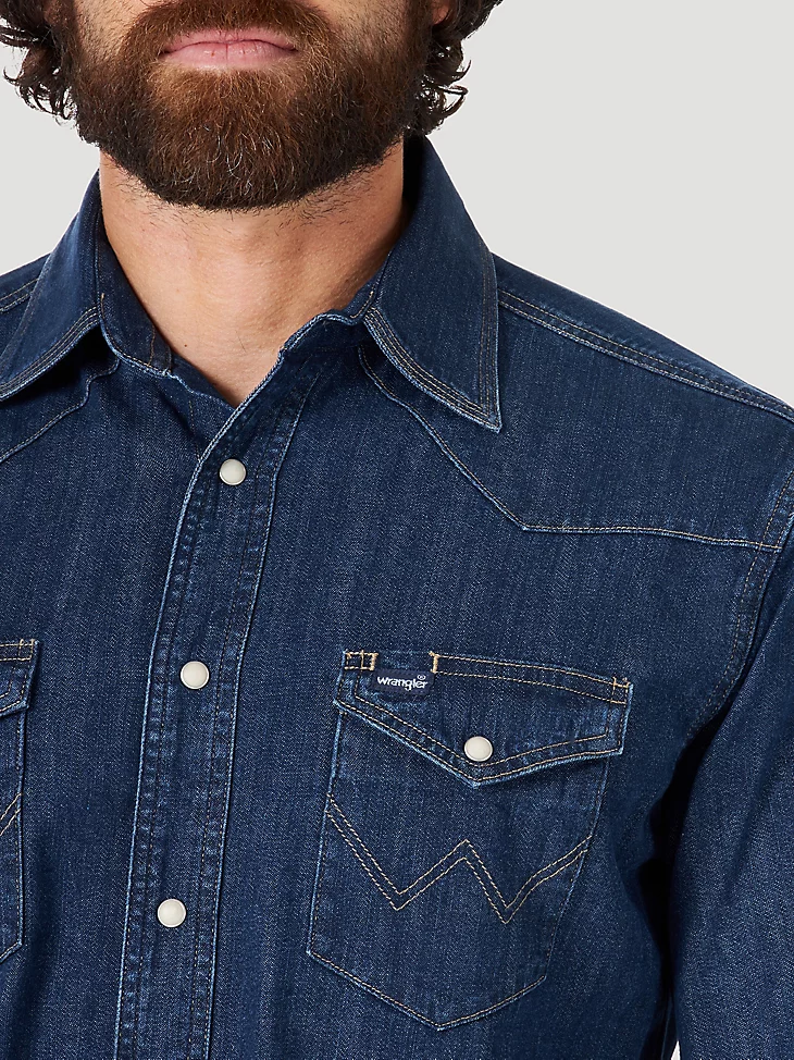 Wrangler Cowboy Cut Western Snap Denim - Mens Shirt - Ms1041D - Picture 3 of 16
