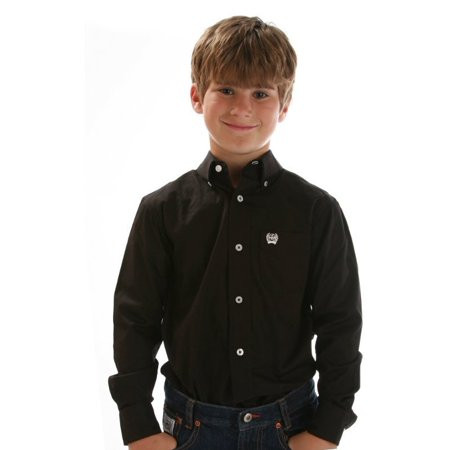 Cinch Black Solid Twill Button Down - Kids Boys Shirt - Mtw7060027 - Picture 1 of 6