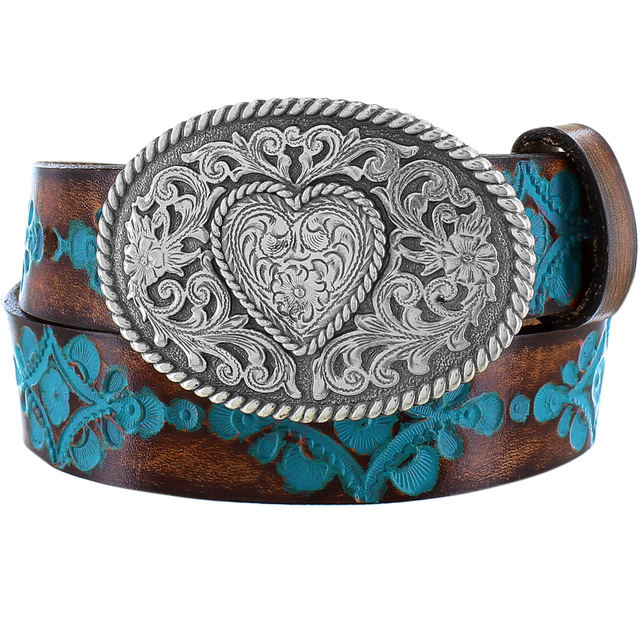Justin Brown Turquoise Hope Heart - Accessories Belt Kids - C30220