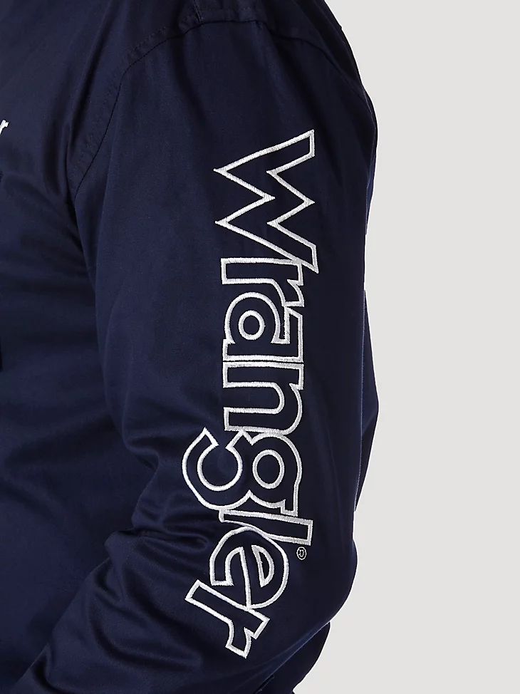как выглядит Wrangler Navy White Logo - Mens Shirt - Mp2327N фото