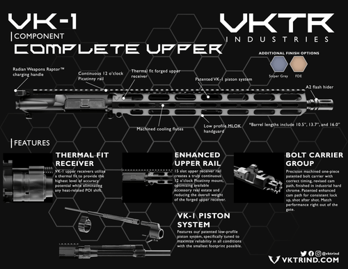 VKTR Industries VK-1 AR15 Complete Upper - 16" - Black VKTR Industries VK-1 AR15 Complete Upper - 16" - Black