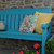 Blue-green hardwood outdoor garden chair painted in Royal Exterior Wood Finish - Teal