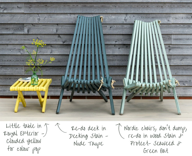 Outside casual seating in Wood Stain and Protect