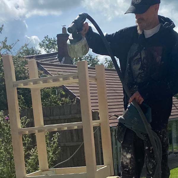 Start to paint. We used a sprayer, but you can use a paint brush