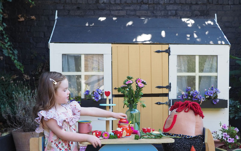 Childs wendy house in child friendly paints