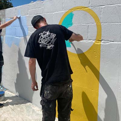 Milking parlour makeover - painting the walls