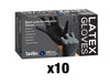 Saniflex Powder Free Black Latex Examination Gloves - Large 10 boxes