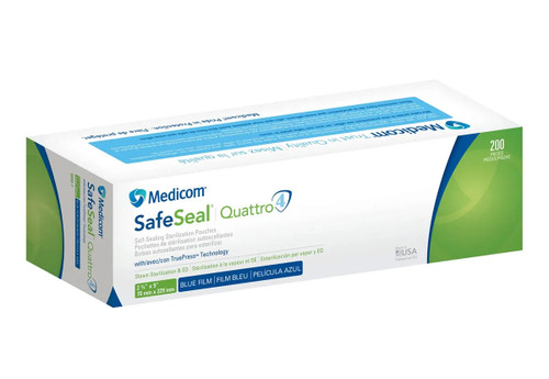 Medicom Safe-Seal - Quattro Self-Sealing Sterilisation Pouches 70mm x 229mm (200 per box)