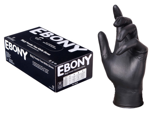 Ebony Nitrile Black Gloves (S) Box of 100